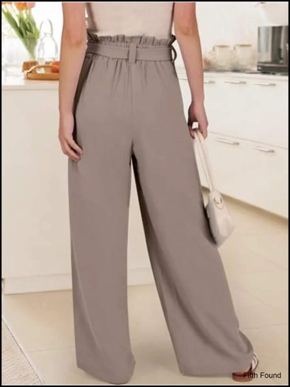 Wide Leg Pants with Belt, High Waist Business Casual Trousers, Lightweight